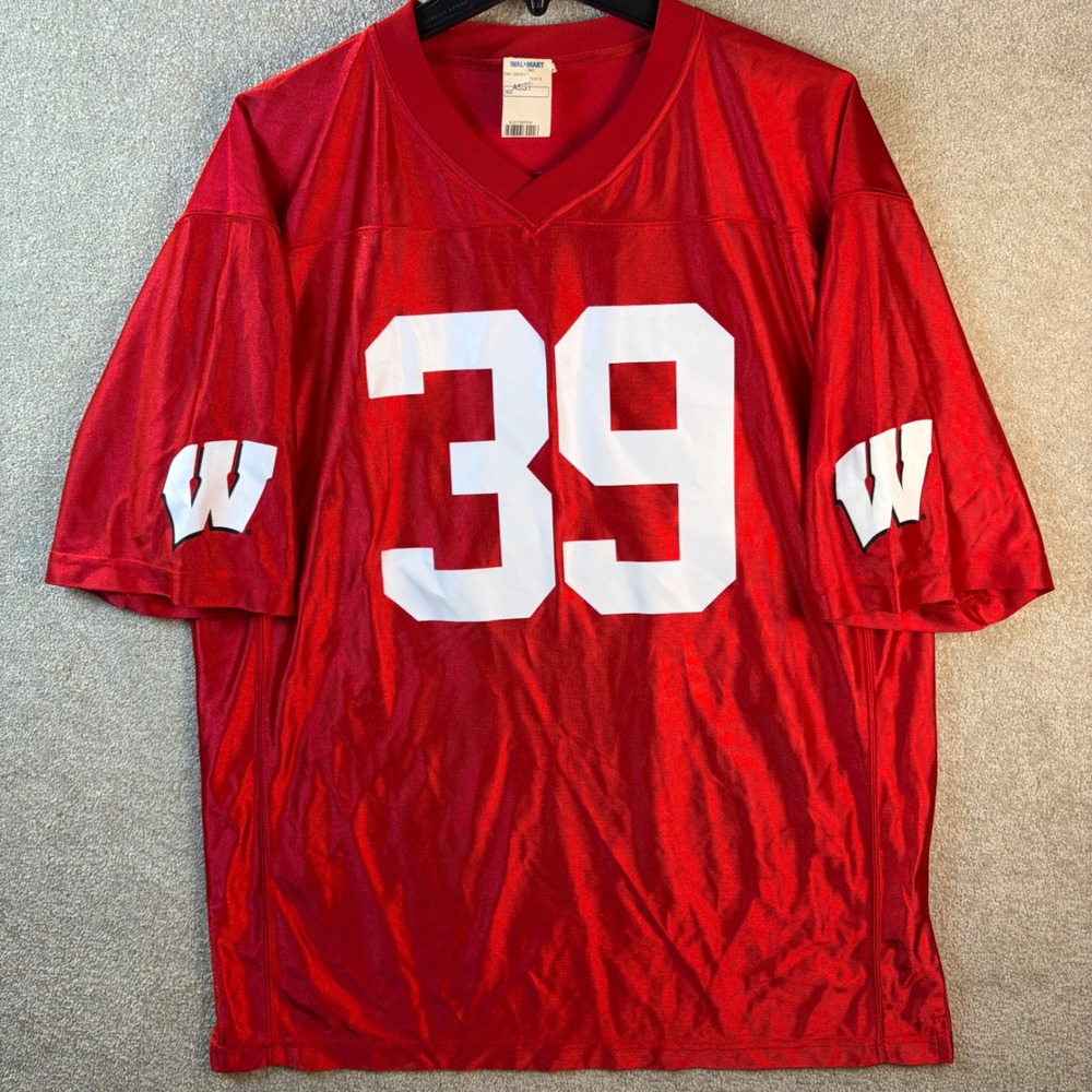 Wisconsin‎ Badgers Football Jersey #39 Red White NCAA Men's Large Y2K NOS
